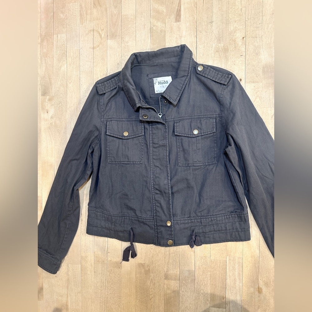 Mudd Dark Gray Herringbone Jacket - image 1